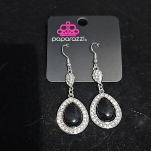 Paparazzi Silver and Black Teardrop Earrings